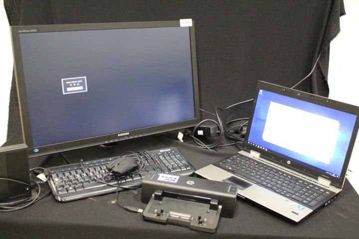 443340-1 HP Elitebook 8540p, 27 "Samsung Synmaster 850, HP Dock