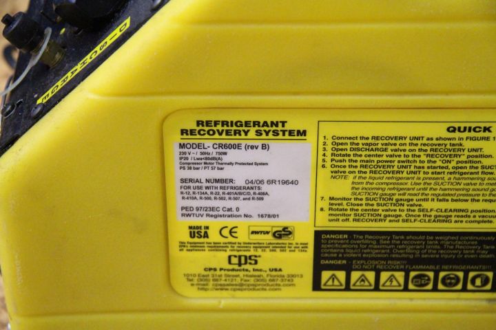 446044-3 Refrigerant recovery system, model CR600E