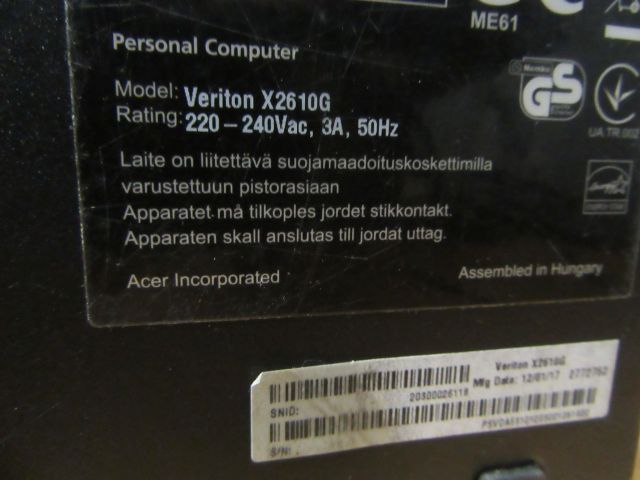 414671-5 Computer package # 5, Acer Veriton X2610G and 24 inch screen