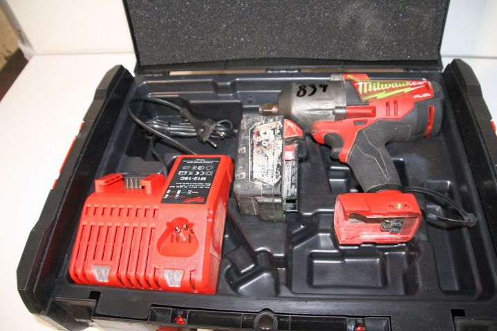 456839-2 Cordless Impact Wrench, Milwaukee M18 ChiWF12 Fuel with battery and charger