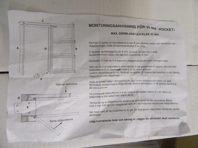 460329-5 Sliding door frame - Scanflex Pocket (New)