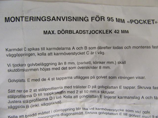 460329-6 Sliding door frame - Scanflex Pocket (New)