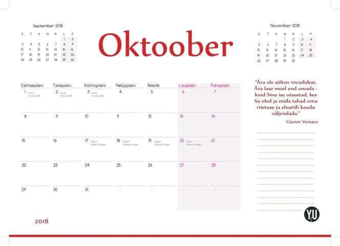 460519-24 Fashion calendar 2018 – 1500pcs