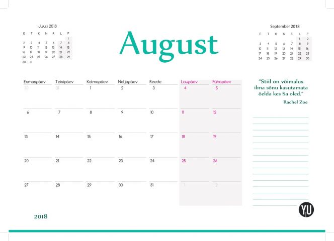 460519-22 Fashion calendar 2018 – 1500pcs