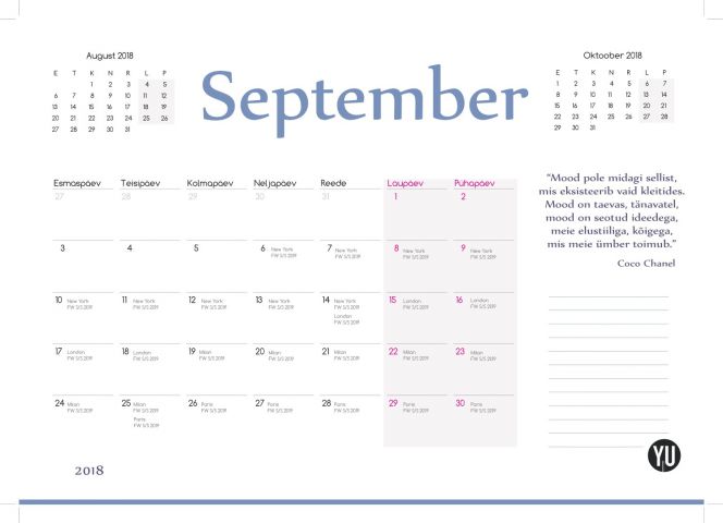 460519-23 Fashion calendar 2018 – 1500pcs