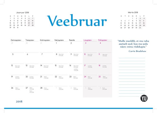 460519-16 Fashion calendar 2018 – 1500pcs