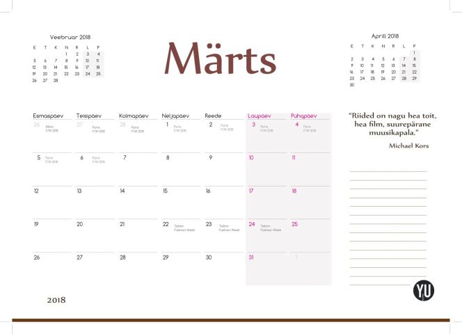 460519-17 Fashion calendar 2018 – 1500pcs