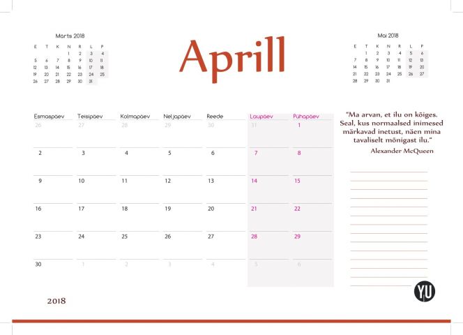 460519-18 Fashion calendar 2018 – 1500pcs