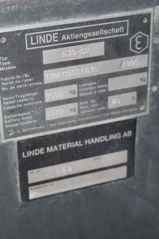 456325-18 Counterbalance Linde, 3 Ton, -95, Long Forks (10186.1 H)