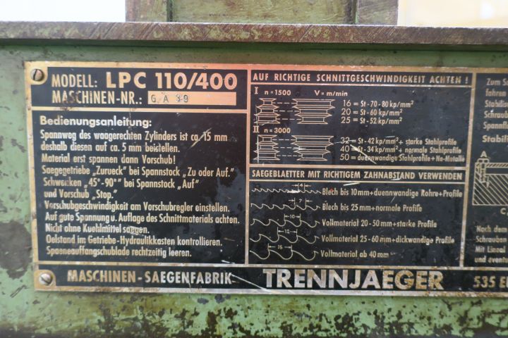 459469-12 Cold saw Trennjaeger LPC 110/400