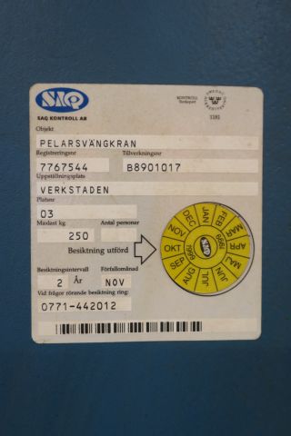 463760-4 Wall swing crane incl. Telfer 250 kg 5 m