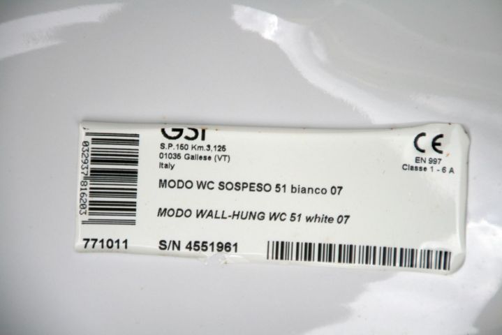 474816-2 Wall-mounted WC. GSI, Italy. Model Modo Wall-Hung WC 51. Unused