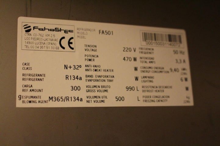 476775-2 Stainless steel refrigerator Fahostec FA501