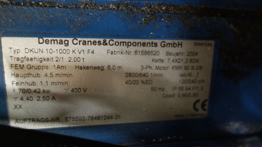 483798-12 Electric Telfer, Demag 2t