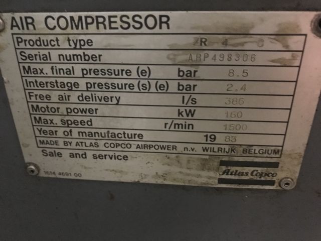 491172-11 Atlas Copco ZR4 - C air compressor