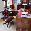 491629-2 Antique workdesk with chair + Showcase cabinet + Suit stand rack