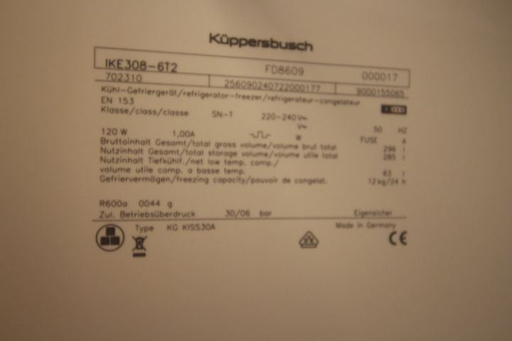 486261-4 Fridge and freezer cabinet, Küppersbusch, IKE308-6T2
