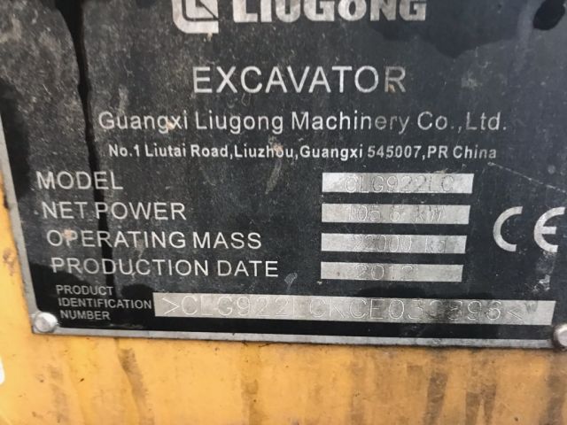 528970-51 Crawler excavator LiuGong 922 LC 22 ton 2012