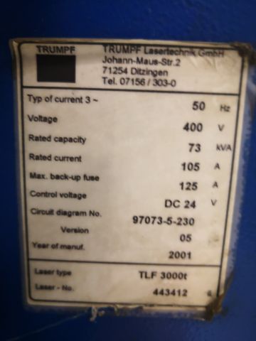 529149-38 Laser cutting machine Trumpf TLF 3030 Turbo -01
