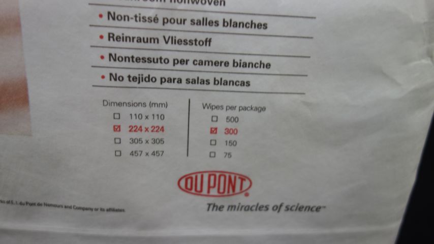 529957-3 6000 pcs Cloths, DuPont Sontara MicroPure 100, 224x224mm