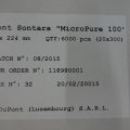 529957-5 6000 pcs Cloths, DuPont Sontara MicroPure 100, 224x224mm