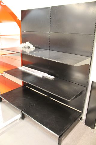 522307-2 Butikshyllor, svarta, 6st sektioner, ca 88 x 80x 210cm