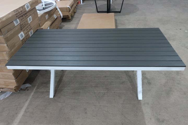 516770-2 Outside table, Brafab Leone X-leg, 200x100cm, white / gray