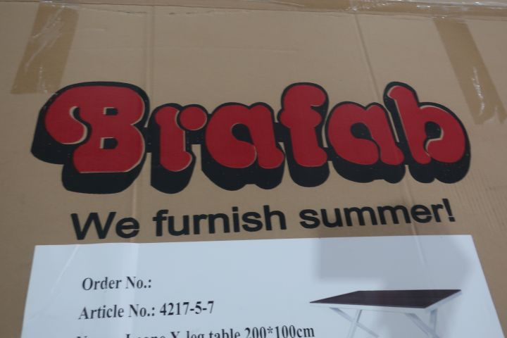 516770-4 Outside table, Brafab Leone X-leg, 200x100cm, white / gray