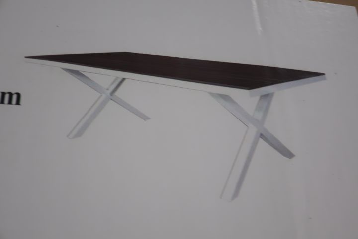 516770-6 Outside table, Brafab Leone X-leg, 200x100cm, white / gray