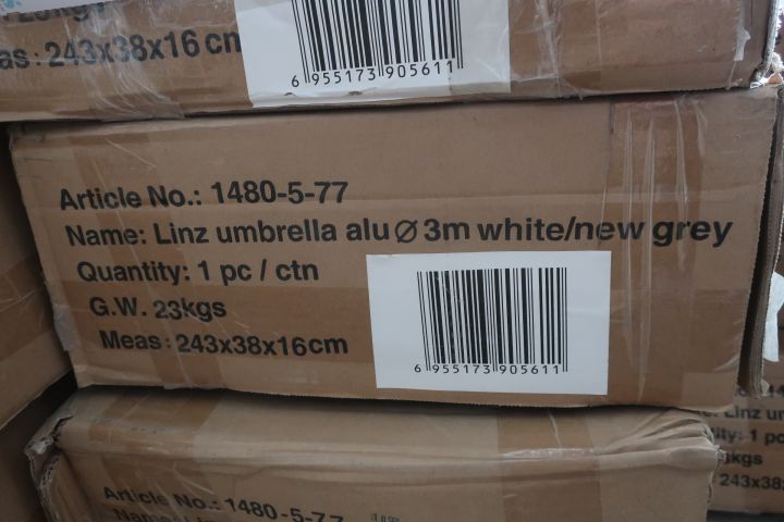 516897-2 Parasol, Brafab Linz, 3m, white / gray