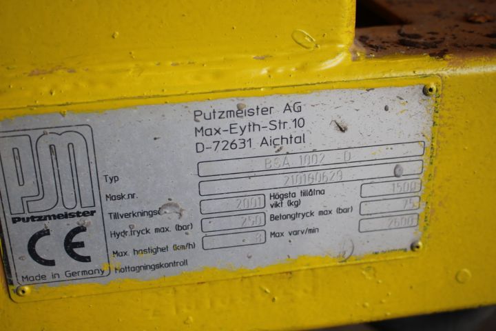 552926-10 Betongpump Putzmeister BSA 1002 D -2001