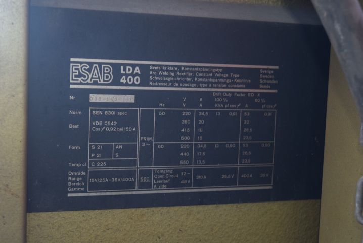 518943-7 Welding Esab LDA 400 with feeder A10
