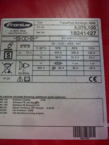 548468-8 Welding Fronius TransSynergic 4000 C