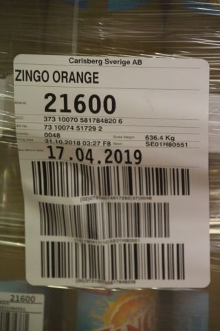586625-2 Soft drinks, Zingo Orange (approx. 384st)