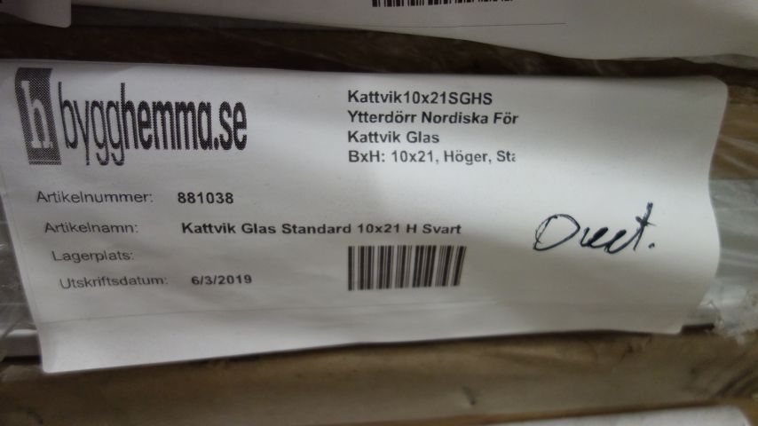 589398-2 Exterior door Nordic Window Kattvik Glass WxH: 10x21, Right, Standard, Black