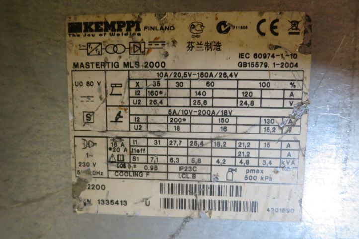 589617-7 Tigwelder Kemppi MasterTig MLS 2000
