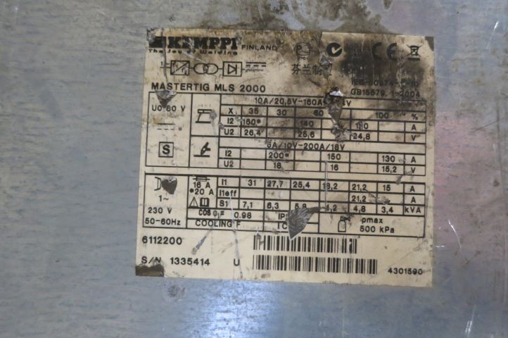 589618-6 Tigwelder Kemppi MasterTig MLS 2000