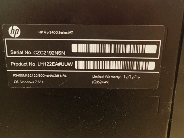 520599-6 HP Pro 3400 Series Desktop Computer