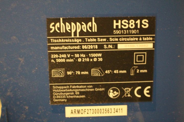 437646-10 Table Circular Saw Scheppach HS81S