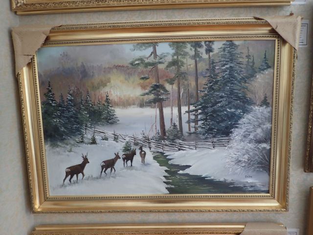 577211-1 Tavla "Rådjur i vinterlandskap" Criten (Frakt)