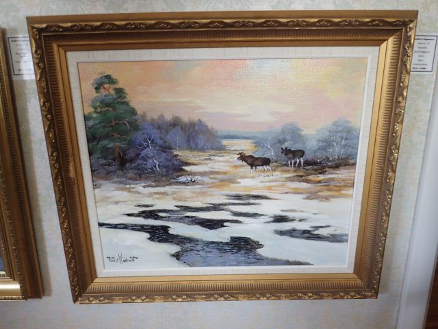 577242-1 Tavla "Älgar i vinterlandskap" Bertil Wibrant