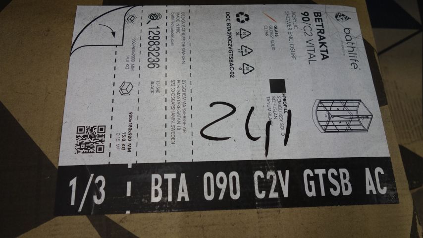 593254-3 Shower cabinet Bathlife View 90x90 Round C / W Clear glass