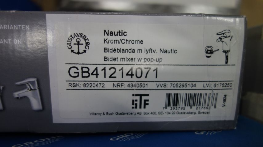 595291-2 Bidet mixer Gustavsberg Nautic with lift valve
