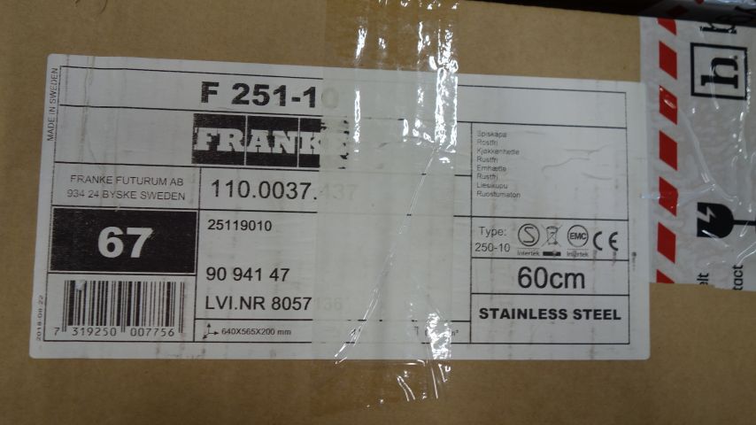 595321-2 Cooker hood Franke 251-10 Apartment WxHxD: 59.8x15x51.1 Stainless