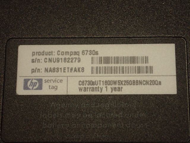 519932-8 Laptop HP Compaq 6730s