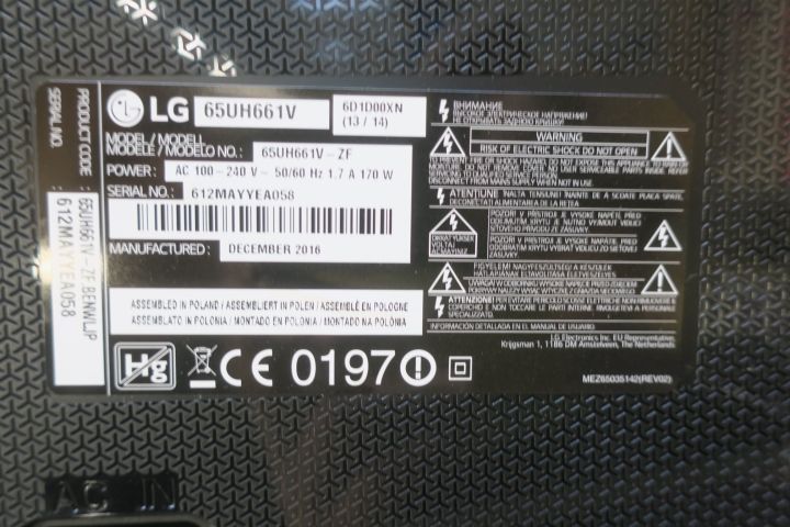596858-5 TV LG 65 ”Ultra HD 4K 65UH661V