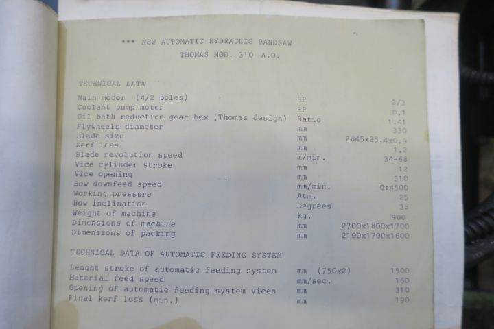 596667-7 Band saw machine Thomas Mod. 310