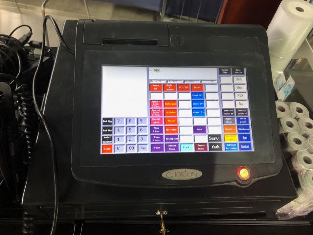 604463-8 Cash register Quorion QTouch10 with box, receipt printer, card draw, uv lamp etc.