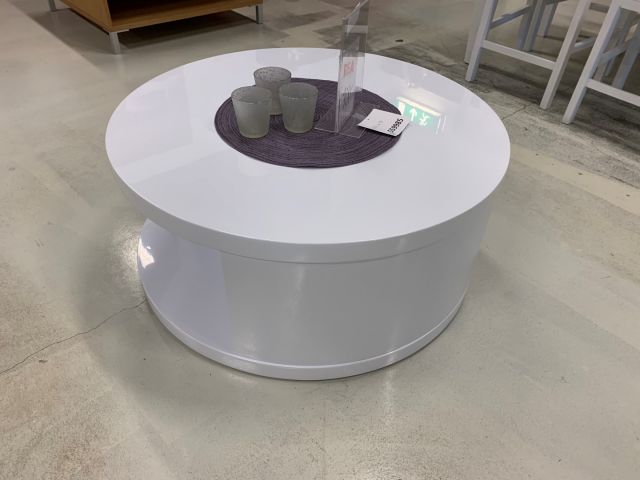 560153-1 Coffee table white high gloss, diam 80 cm - new in cardboard box
