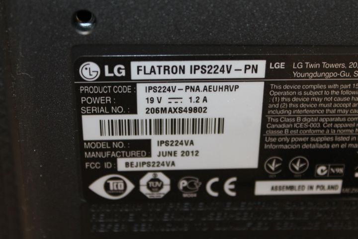 602692-3 LG Screen FLatron IPS224V